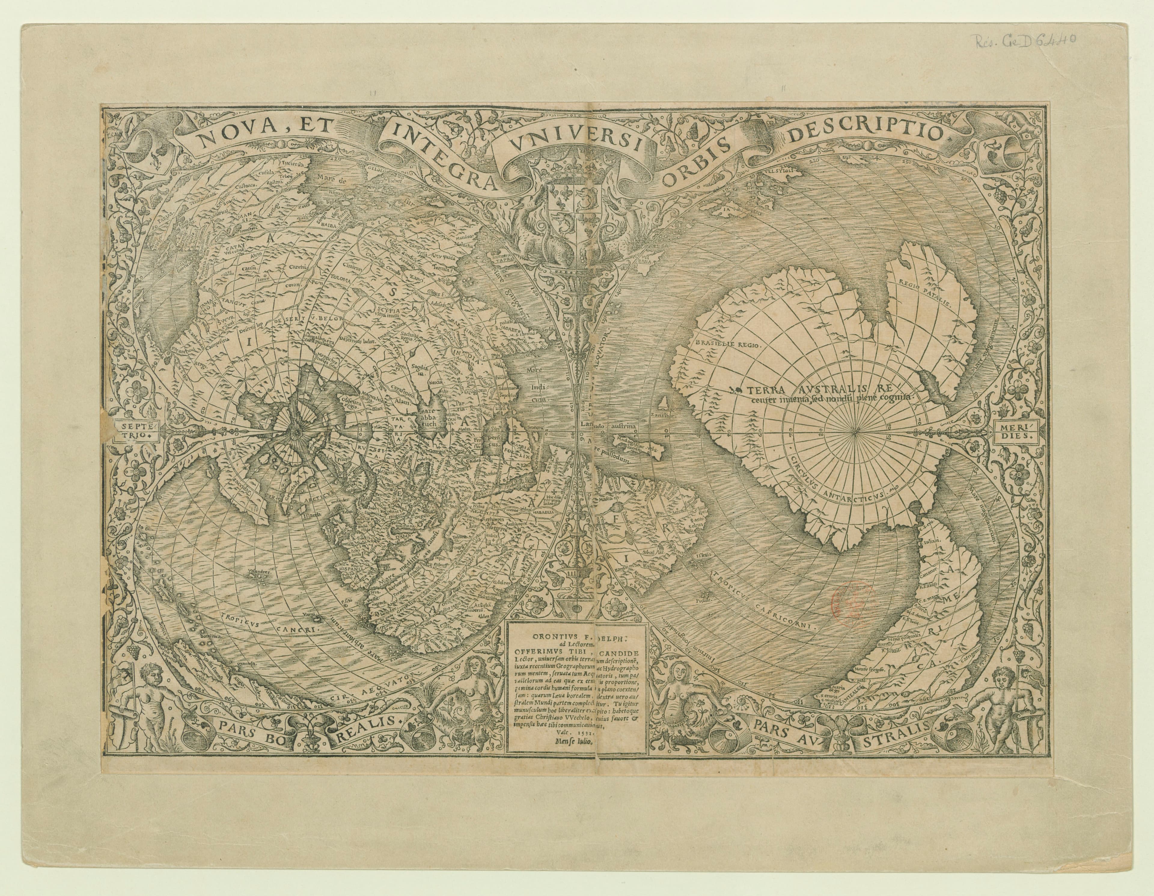 The Heart-Shaped World — Recens et integra orbis descriptio, Oronce Finé, 1531