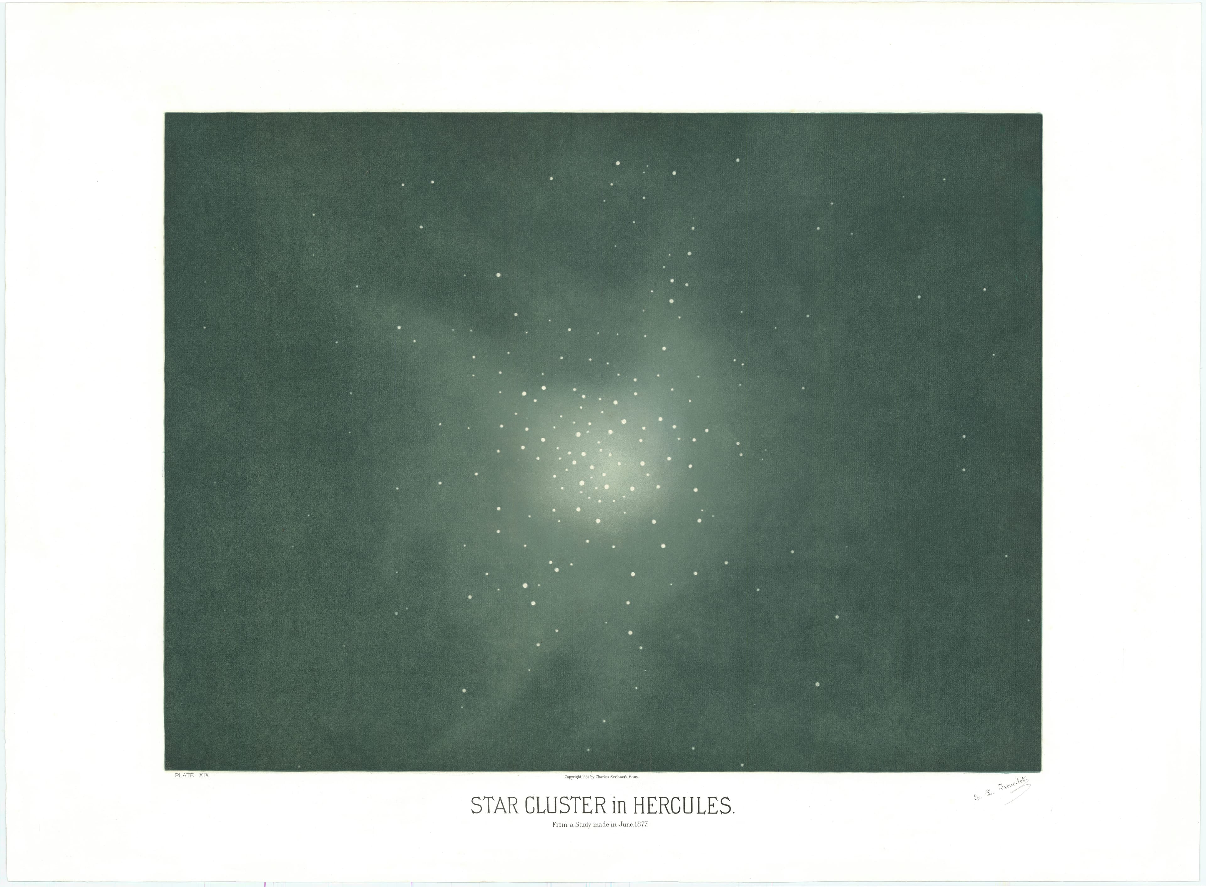 Star Cluster in Hercules — Star Cluster in Hercules, from The Trouvelot Astronomical Drawings, Étienne Léopold Trouvelot, 1882