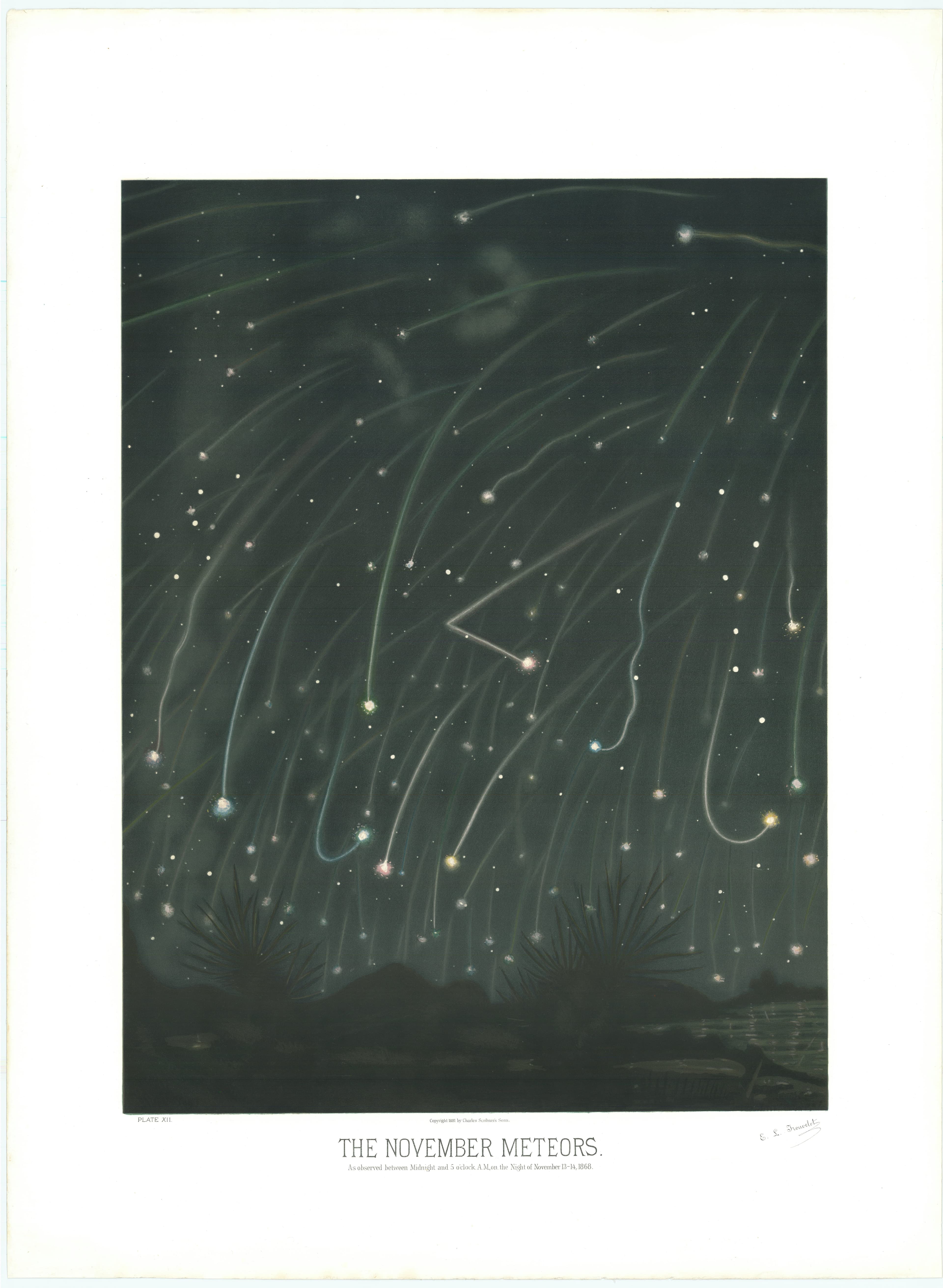 The November Meteors — The November Meteors, from The Trouvelot Astronomical Drawings, Étienne Léopold Trouvelot, 1882