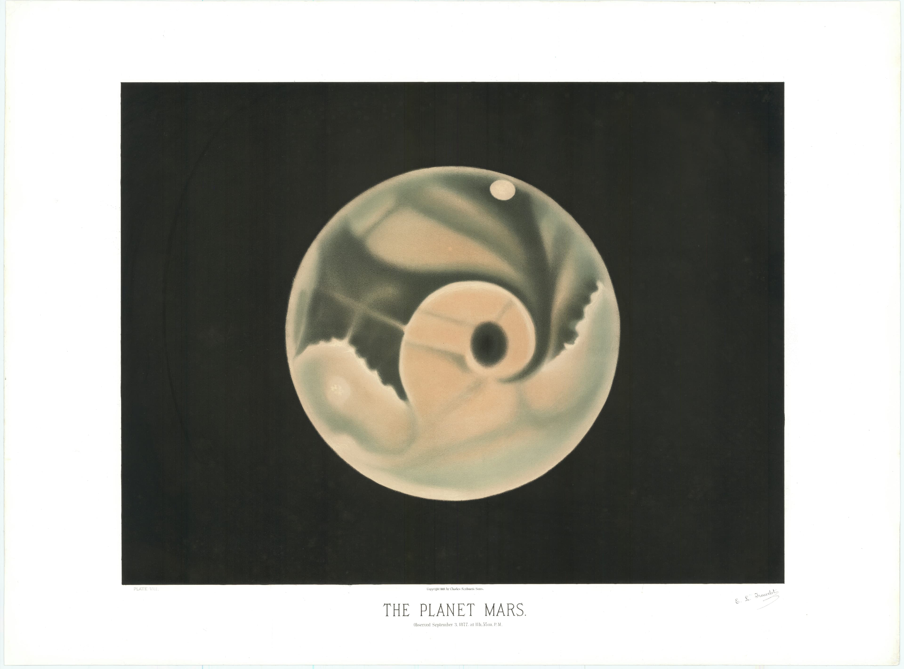 The Planet Mars — The Planet Mars, from The Trouvelot Astronomical Drawings, Étienne Léopold Trouvelot, 1882