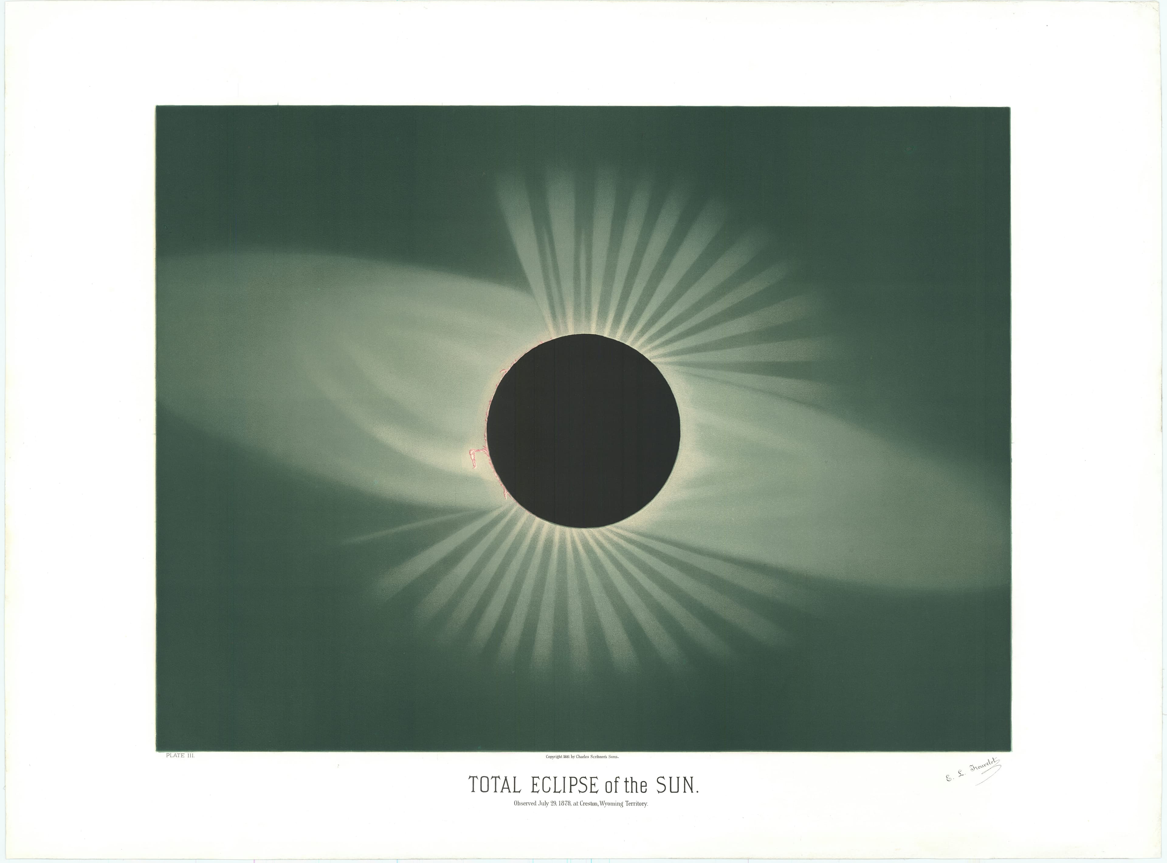 Total Eclipse of the Sun — The Total Eclipse of the Sun, from The Trouvelot Astronomical Drawings, Étienne Léopold Trouvelot, 1882